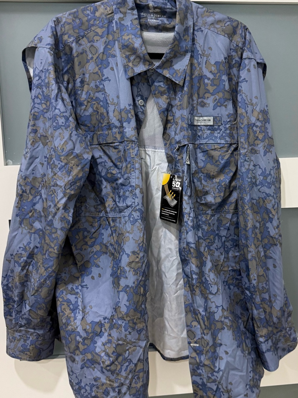 Field & Stream Men's Blue Camo Button Up Fishing Shirt